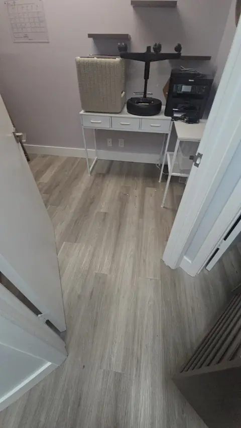 Office room with plank-pattern glue-down LVT